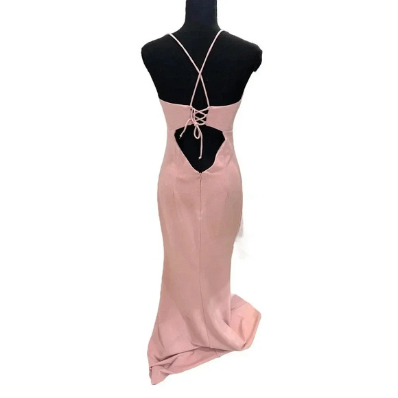NEW- NWOT Katie May Luna Gown Dress 6 Dusty Rose Maxi Backless Formal - Picture 6 of 7